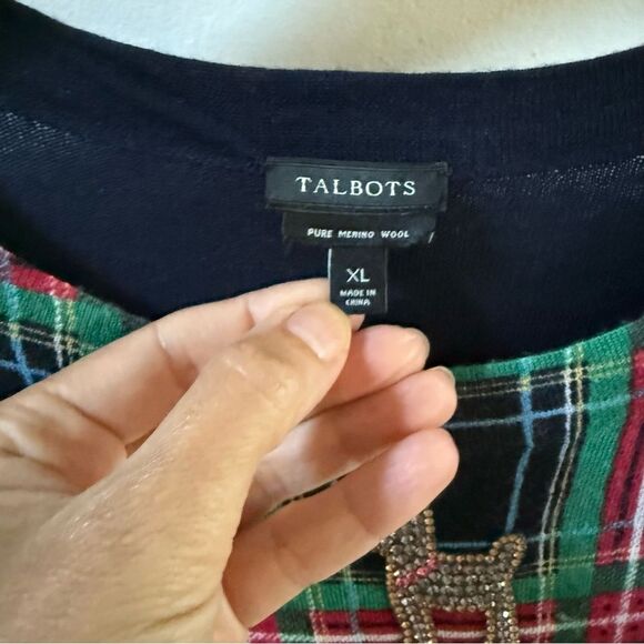 Talbots Merino Wool Tartan Plaid Rhinestone Embellished Scottish Terrier Dog XL - Picture 7 of 10